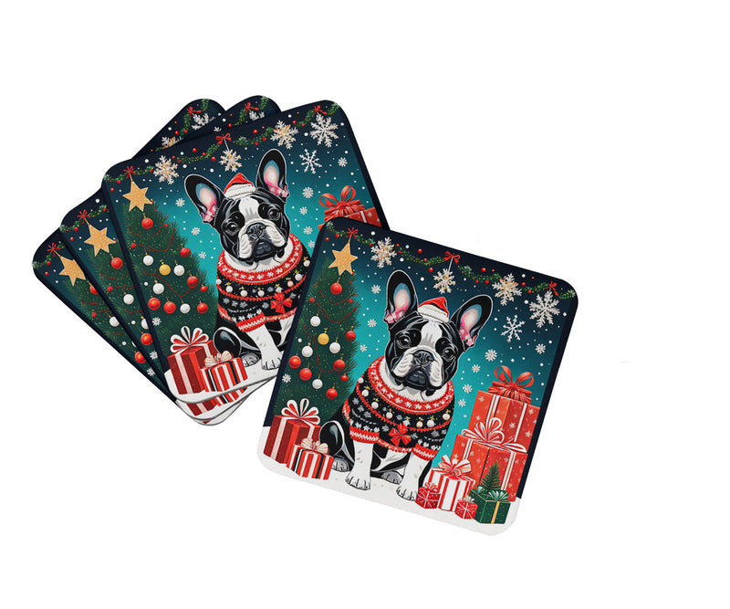 French Bulldog Christmas Foam Coasters