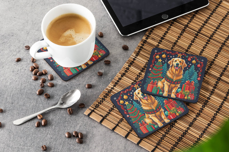 Golden Retriever Christmas Foam Coasters