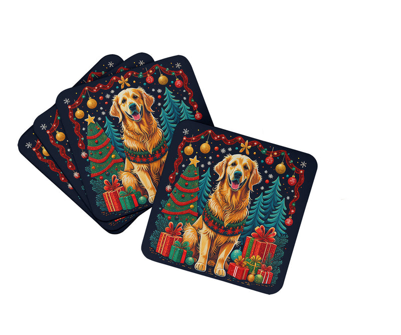 Golden Retriever Christmas Foam Coasters