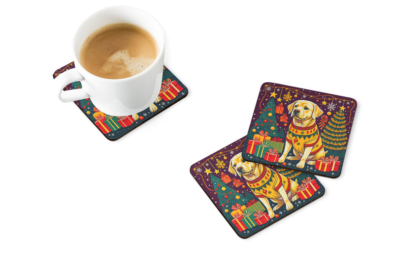 Yellow Labrador Retriever Christmas Foam Coasters