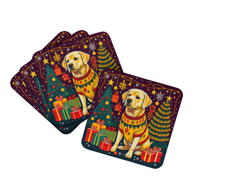 Yellow Labrador Retriever Christmas Foam Coasters