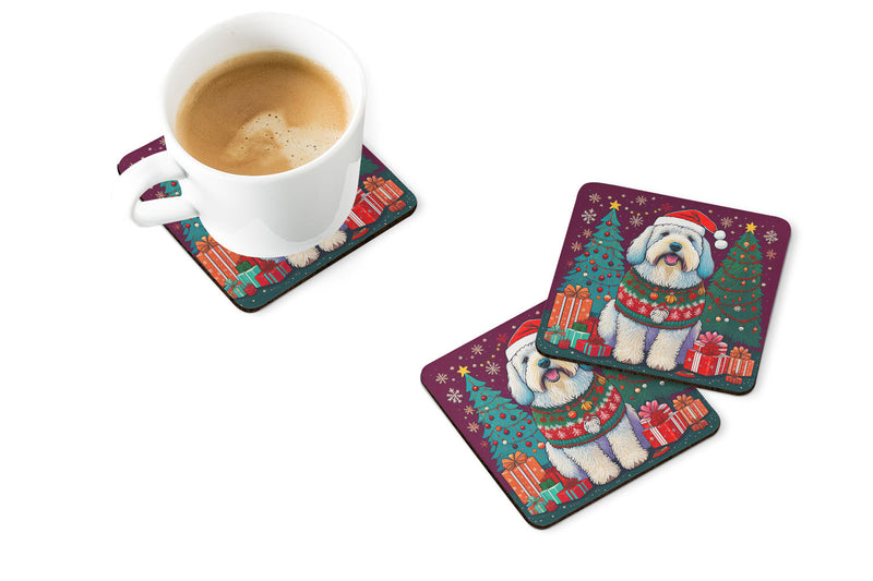 Old English Sheepdog Christmas Foam Coasters