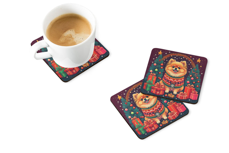 Pomeranian Christmas Foam Coasters