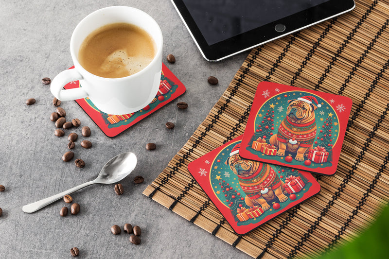 Shar Pei Christmas Foam Coasters