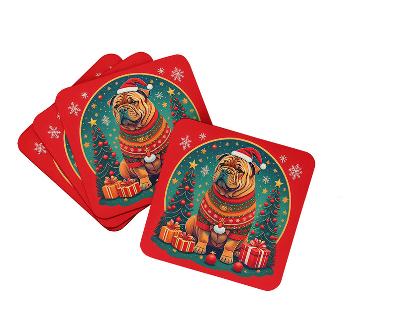 Shar Pei Christmas Foam Coasters