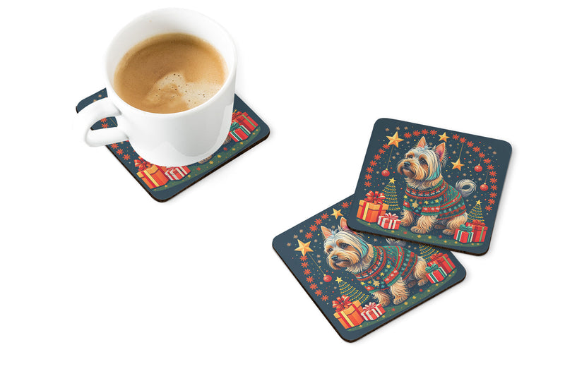 Silky Terrier Christmas Foam Coasters