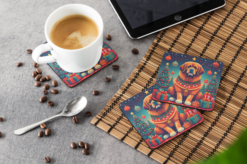 Tibetan Mastiff Christmas Foam Coasters