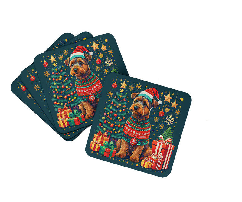 Welsh Terrier Christmas Foam Coasters