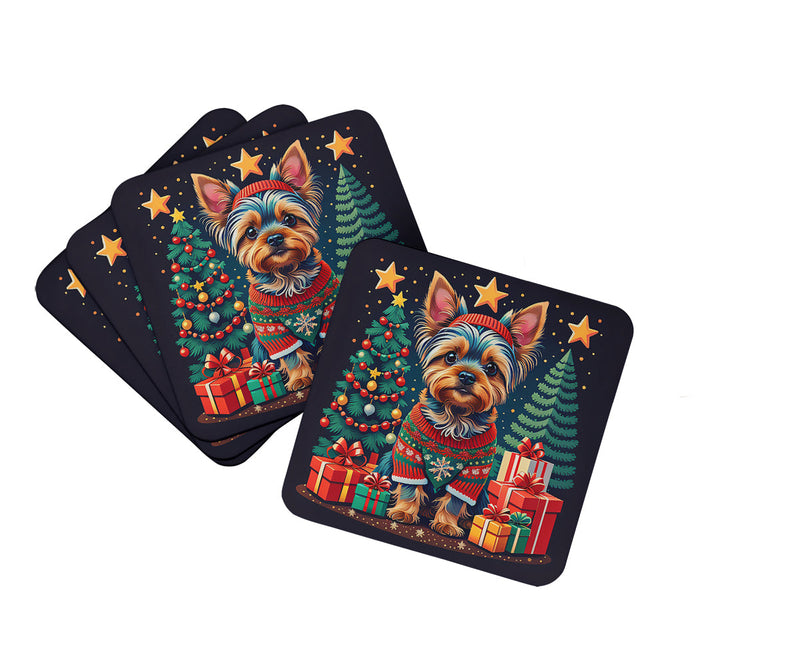 Yorkie Yorkshire Terrier Christmas Foam Coasters