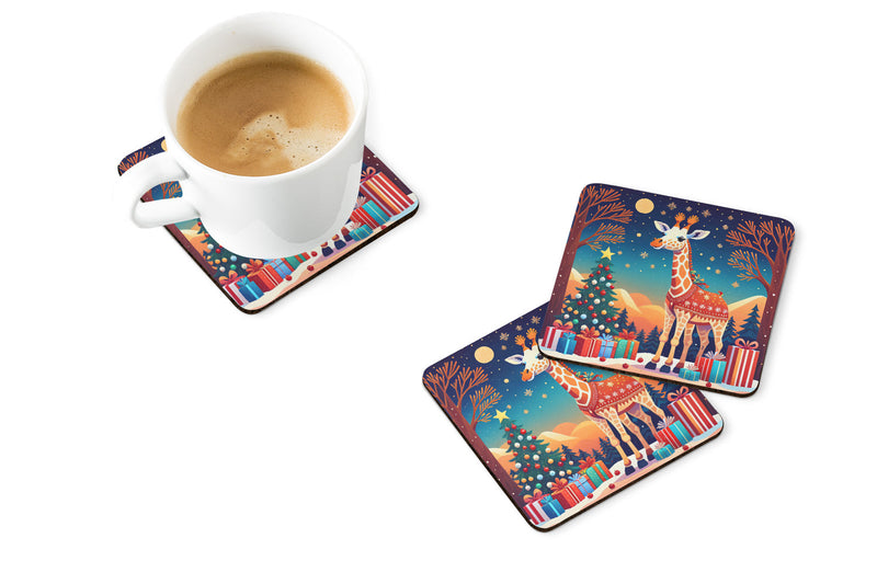 Giraffe Christmas Foam Coaster Set of 4