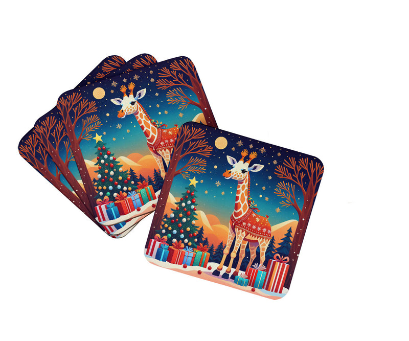 Giraffe Christmas Foam Coaster Set of 4