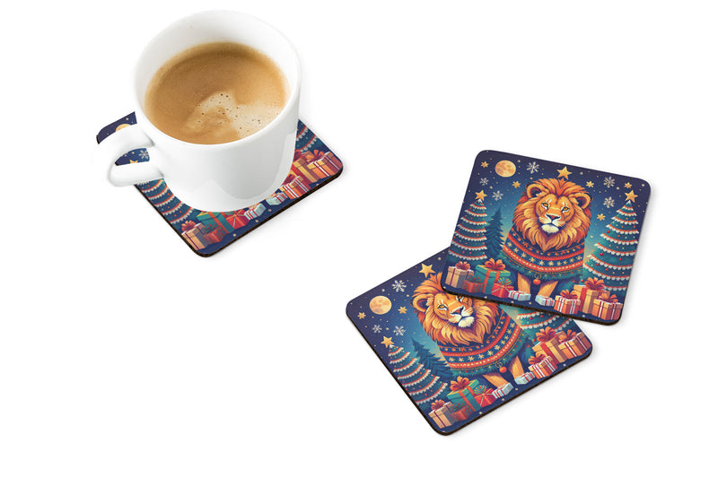 Lion Christmas Foam Coaster Set of 4