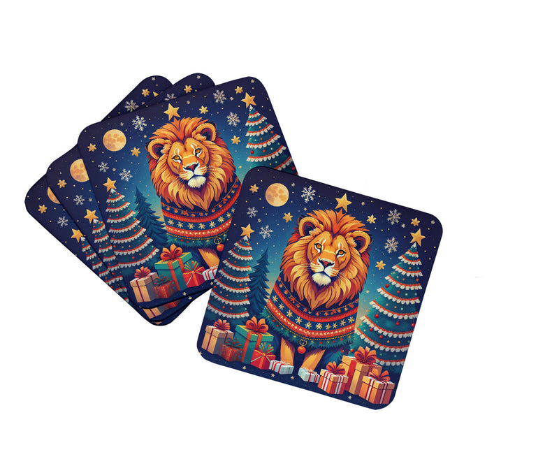 Lion Christmas Foam Coaster Set of 4