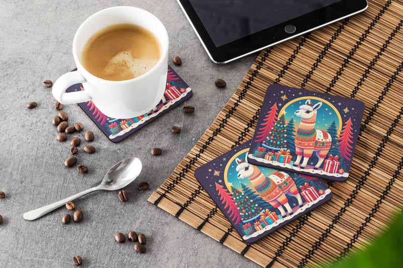 Llama Christmas Foam Coaster Set of 4