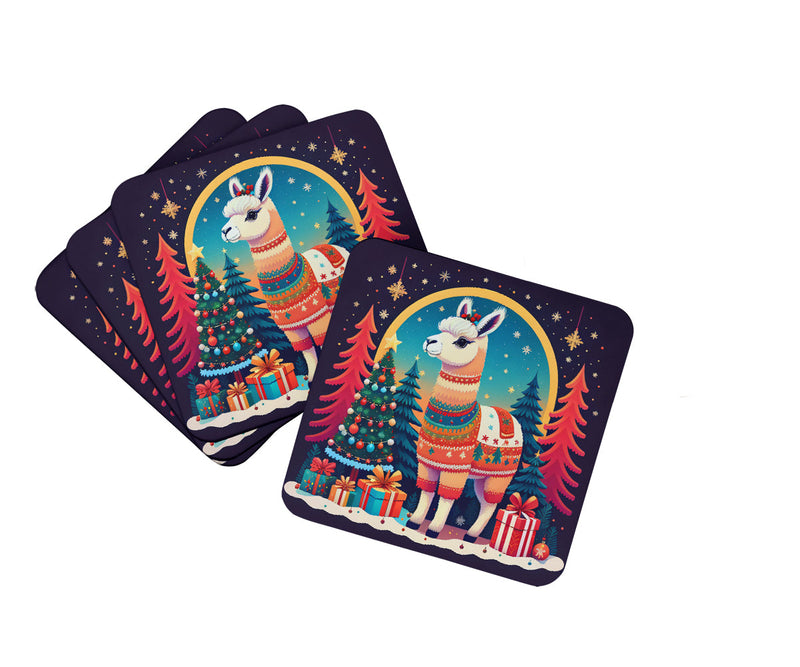 Llama Christmas Foam Coaster Set of 4