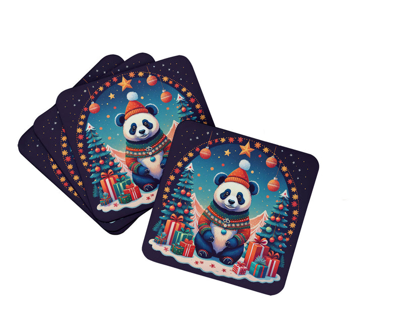 Panda Christmas Foam Coaster Set of 4