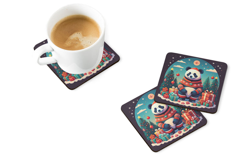 Panda Christmas Foam Coaster Set of 4