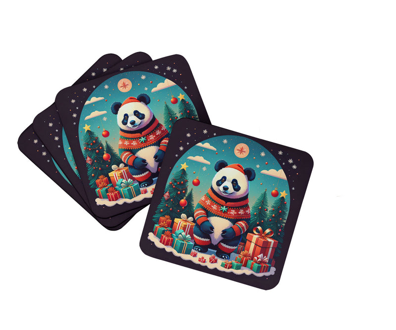 Panda Christmas Foam Coaster Set of 4