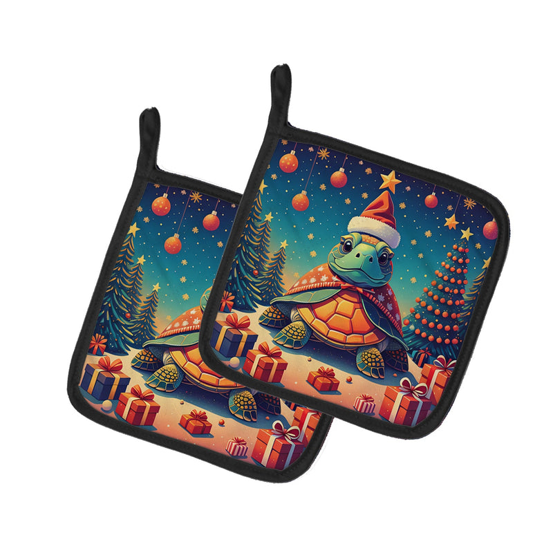 Turtle Christmas Pair of Pot Holders