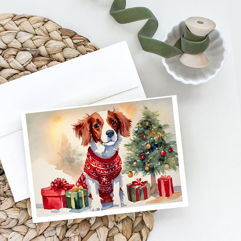 Brittany Spaniel Christmas Greeting Cards and Envelopes Pack of 8