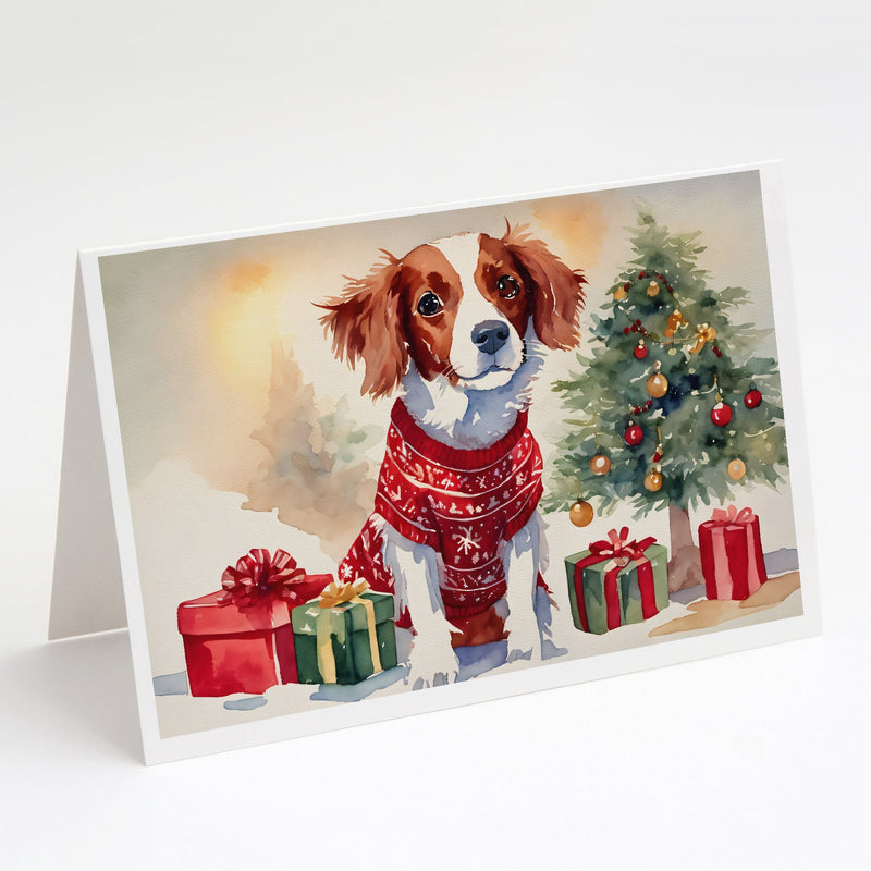 Brittany Spaniel Christmas Greeting Cards and Envelopes Pack of 8