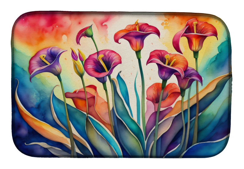 Calla Lilies in Color Dish Drying Mat