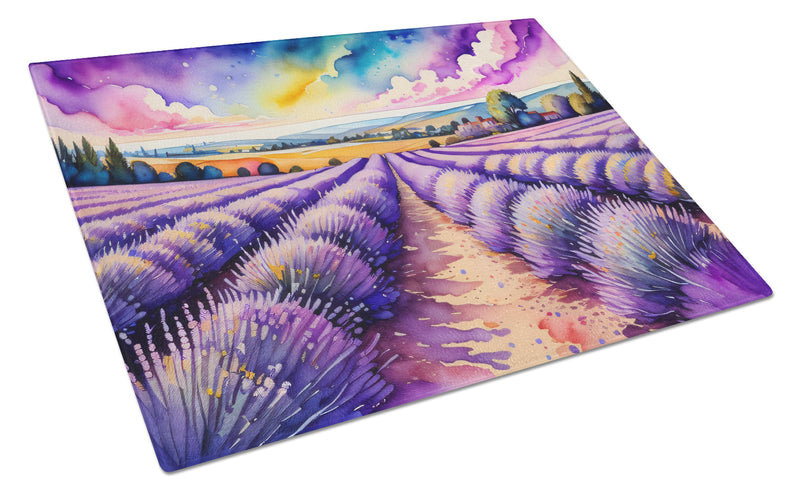 English Lavender in Color Glass Cutting Board Large