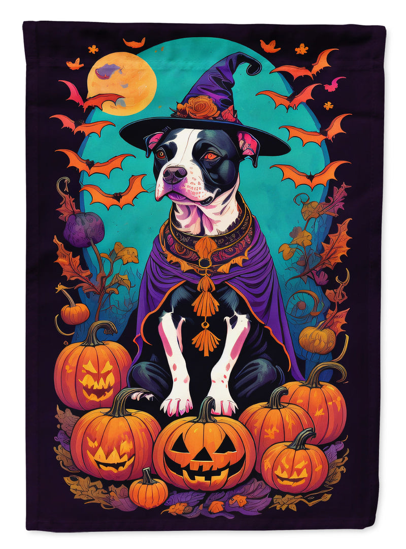 Pit Bull Terrier Witchy Halloween House Flag