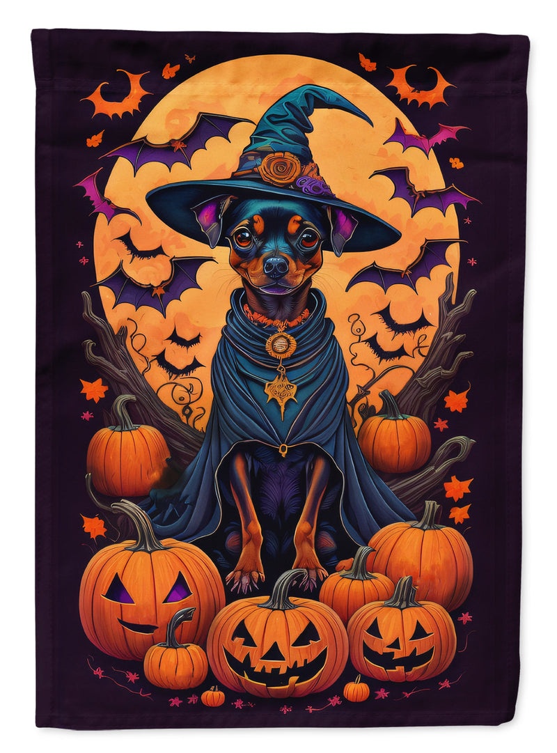 Miniature Pinscher Witchy Halloween Garden Flag