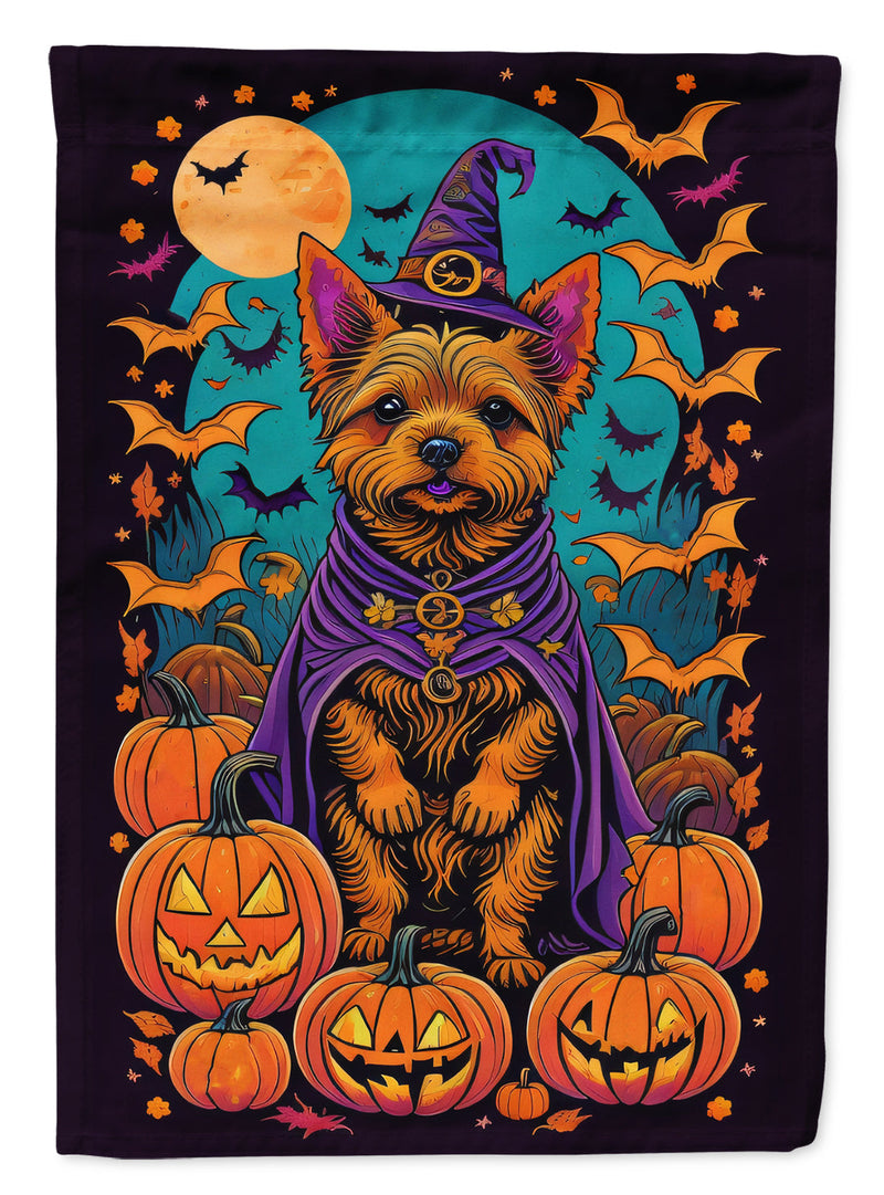 Norwich Terrier Witchy Halloween House Flag