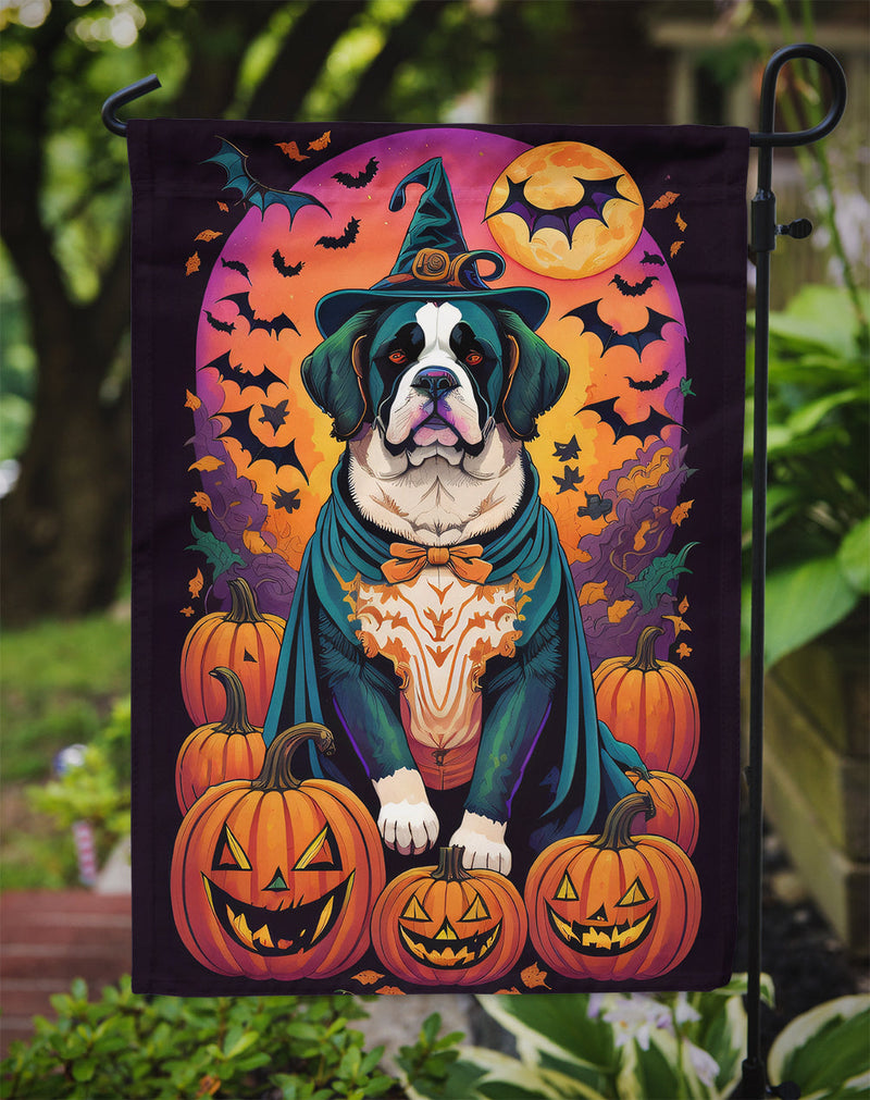 Saint Bernard Witchy Halloween Garden Flag