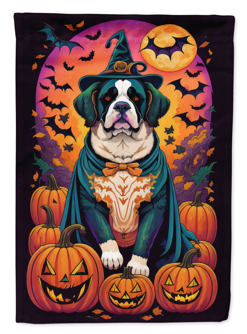 Saint Bernard Witchy Halloween Garden Flag