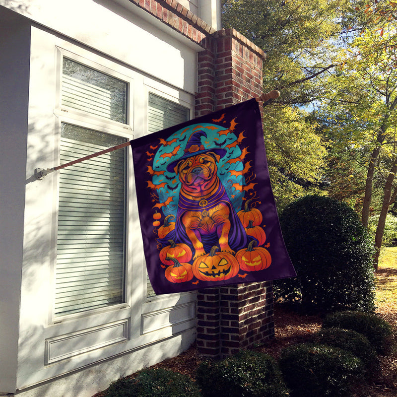 Shar Pei Witchy Halloween House Flag