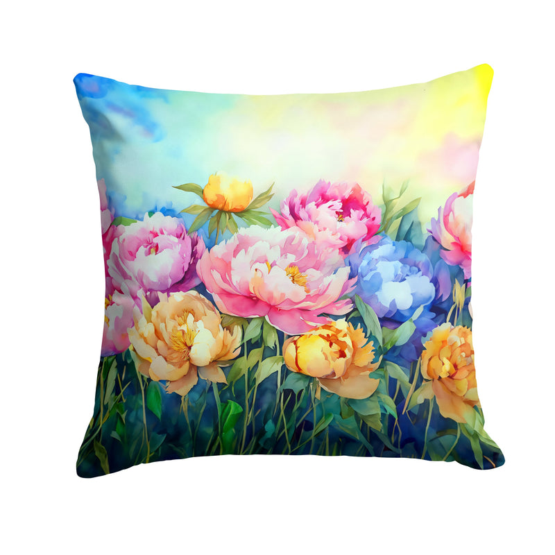 Peonies in Watercolor Throw Pillow