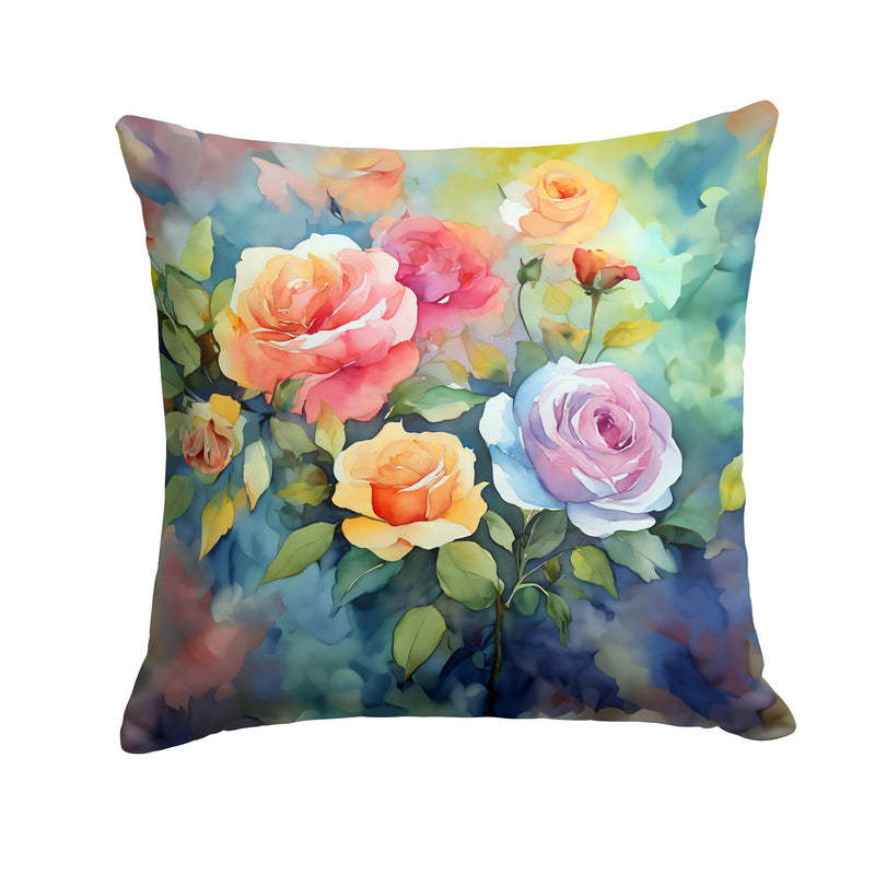 Roses in Watercolor Throw Pillow