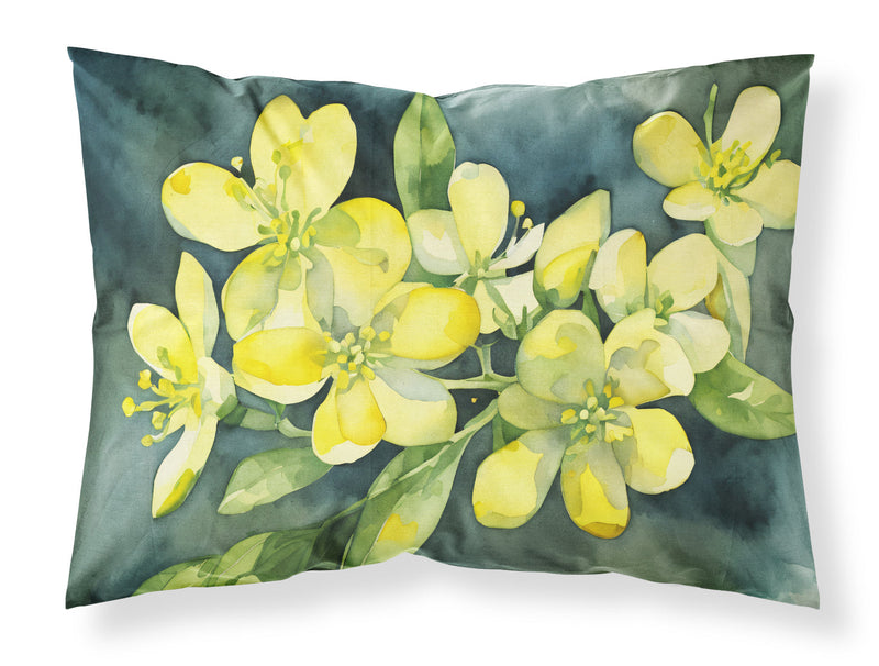 South Carolina Yellow Jessamine in Watercolor Fabric Standard Pillowcase