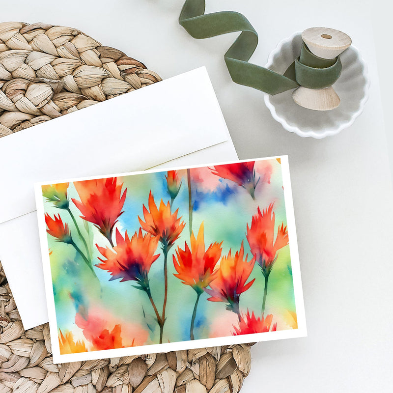 Wyoming Indian Paintbrush in Watercolor Greeting Cards and Envelopes Pack of 8