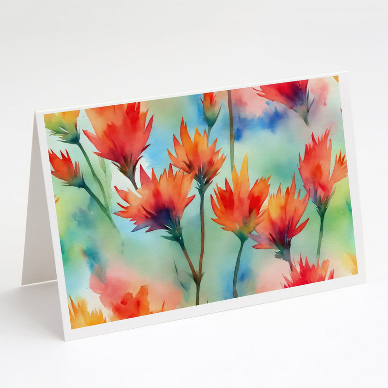 Wyoming Indian Paintbrush in Watercolor Greeting Cards and Envelopes Pack of 8