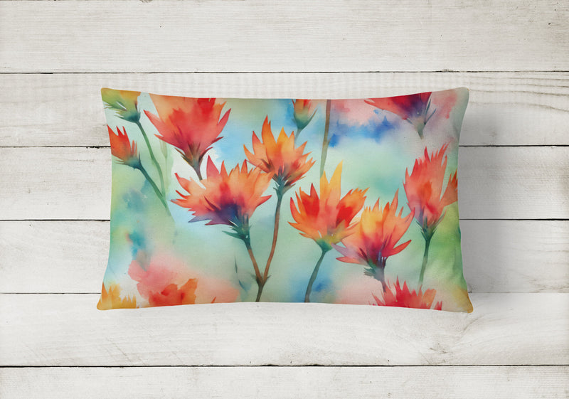 Wyoming Indian Paintbrush in Watercolor Fabric Decorative Pillow