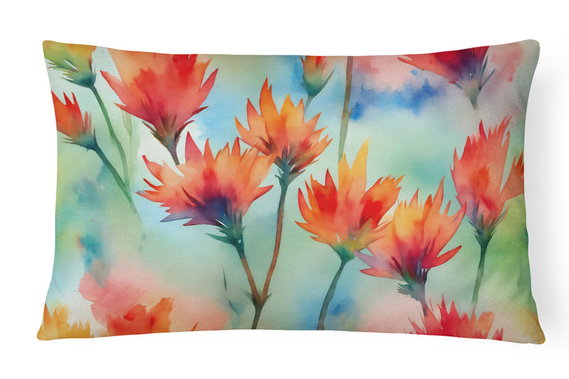 Wyoming Indian Paintbrush in Watercolor Fabric Decorative Pillow