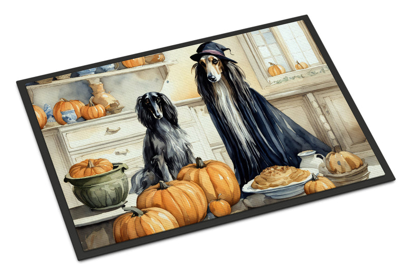 Afghan Hound Fall Kitchen Pumpkins Indoor or Outdoor Mat 24x36