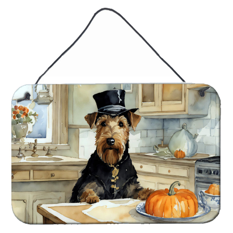 Airedale Terrier Fall Kitchen Pumpkins Wall or Door Hanging Prints