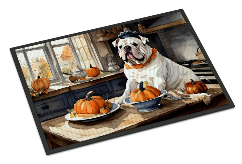 English Bulldog Fall Kitchen Pumpkins Indoor or Outdoor Mat 24x36