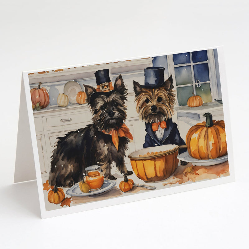 Cairn Terrier Fall Kitchen Pumpkins Greeting Cards and Envelopes Pack of 8