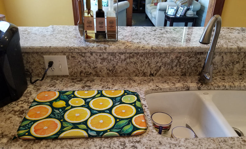 Colorful Lemons Dish Drying Mat