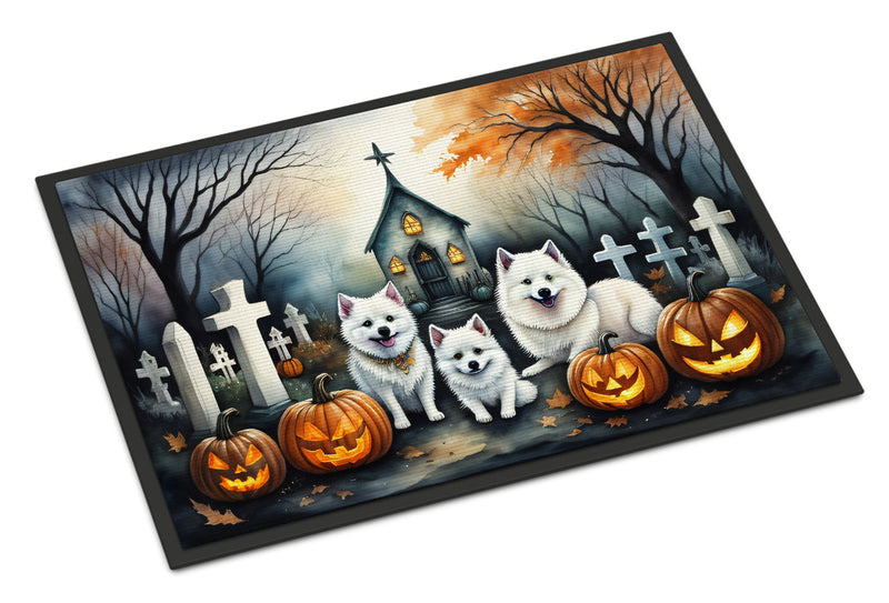 American Eskimo Spooky Halloween Indoor or Outdoor Mat 24x36