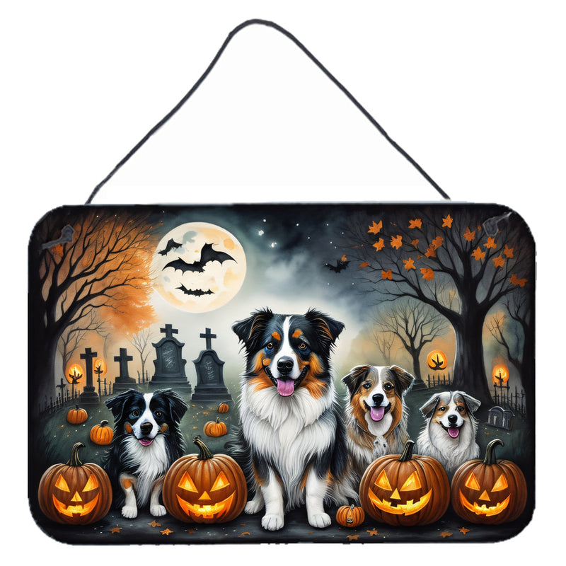 Australian Shepherd Spooky Halloween Wall or Door Hanging Prints