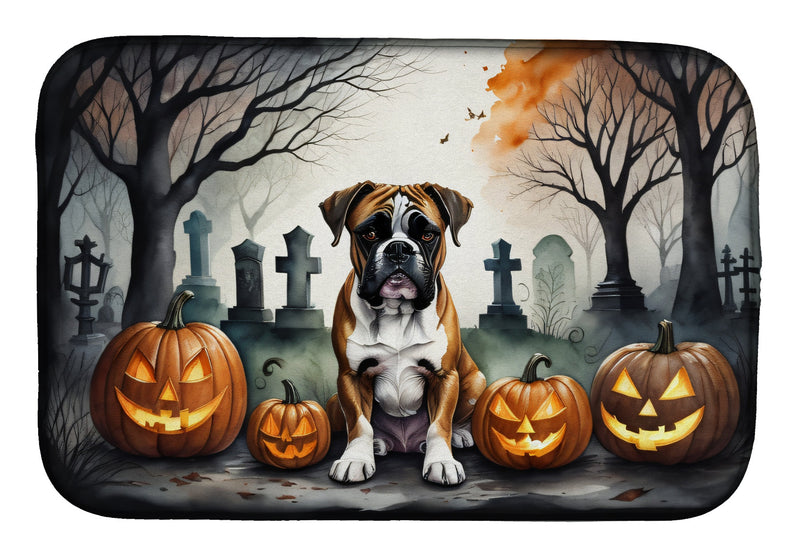 Boxer Spooky Halloween Dish Drying Mat