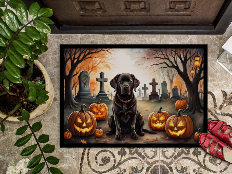 Chocolate Labrador Retriever Spooky Halloween Indoor or Outdoor Mat 24x36