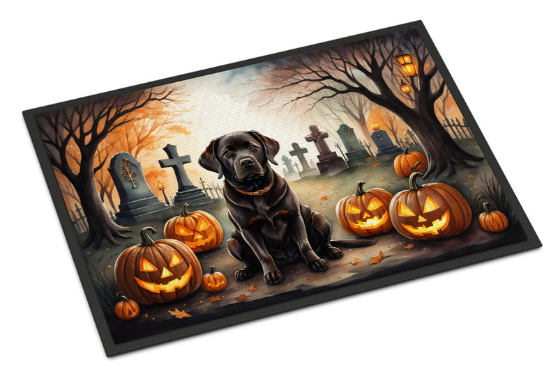 Chocolate Labrador Retriever Spooky Halloween Indoor or Outdoor Mat 24x36